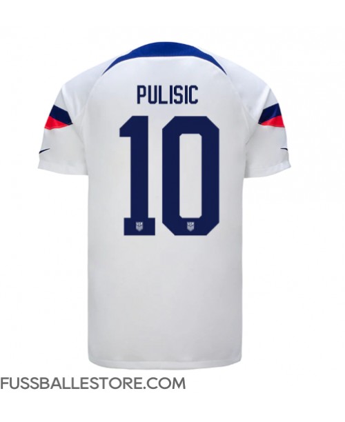 Günstige Vereinigte Staaten Christian Pulisic #10 Heimtrikot WM 2022 Kurzarm